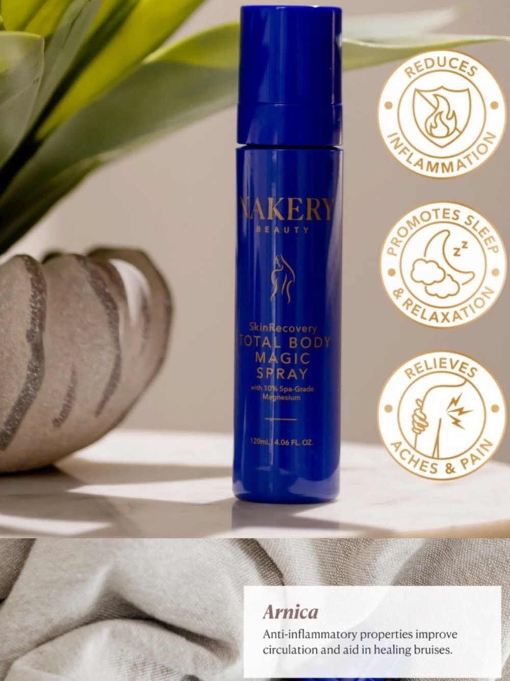 New Nakery Beauty Total Body Magic Spray Magnesium Skin Recovery Smoothing 4 oz. - Picture 2 of 4